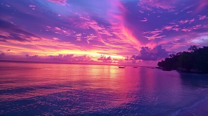 Orchid pink sunset  vibrant display of purple and orange streaks in the breathtaking sky
