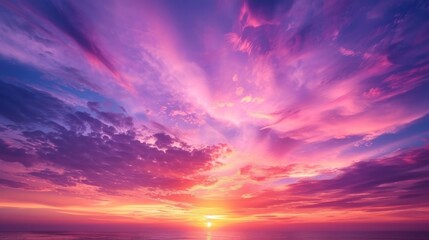Vivid orchid pink sunset with striking purple and orange streaks illuminating the sky