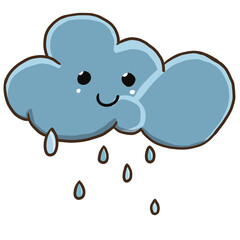 The cloud from which it rains. Weather. Rain season. Shower. Doodle. Hand-drawn illustration.