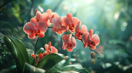 Capturing the beauty  elegant dancing red orchids in vibrant garden   ai s detailed rendering