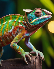 Obraz premium symbol of innovation. Chameleon in maker art style