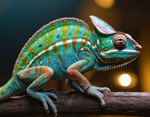 Obraz premium symbol of innovation. Chameleon in maker art style