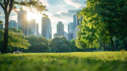 Blurred background of green park with trees