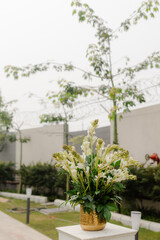 decoration of a wedding ceremony with original details and candles.