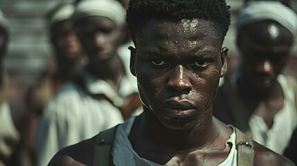 vintage portrait of an angry African-American man looking at camera