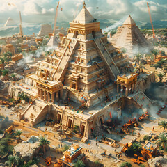 Construcción de las pirámides de Egipto - obrazy, fototapety, plakaty