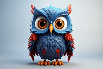 Fototapeta premium Cartoon 3d owl,ai generated