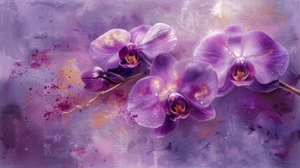 Innovative modern light purple orchid with captivating bold strokes and intriguing details