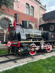 the historical locomotive at Sirkeci Station. close-up old locomotive. sirkeci istanbul historical locomotive