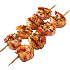 Delicious Grilled Shrimp Skewers isolated on white background