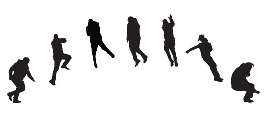 Sequential vector icons of athlete doing jump isolated on white background