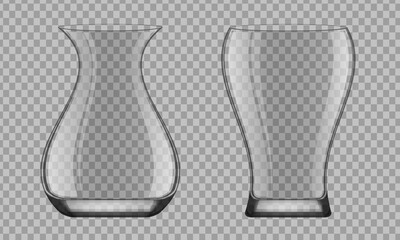 Empty glass vase realistic. Glass cup for flowers