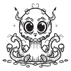 Creepy Cutie coloring pages. Creepy Cutie cartoon outline for coloring book