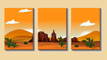 Wall art, natural abstract contemporary aesthetic minimalist background landscape with desert mountains in day time, minimalist art print design