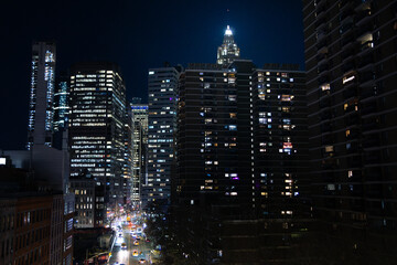 New york city night architecture and street photography