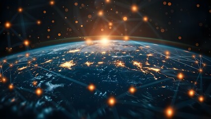 Illuminated Global Connectivity and Data Streams. Concept Technology, Data Streams, Global Connectivity, Illuminated Networks