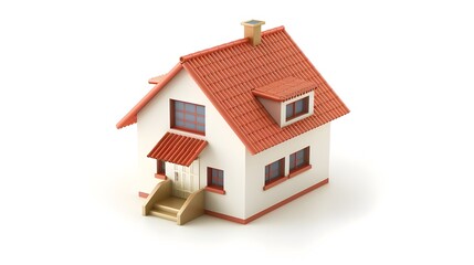 Architecturally Accurate 3D House Icon Representing Real Estate and Home on White Background
