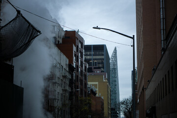 New York City rainy foggy night architecture and street photography