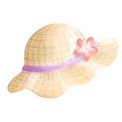 summer yellow straw hat with the purple ribbon