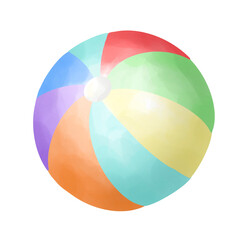Watercolor Beach ball icon inflatable sea and summer .