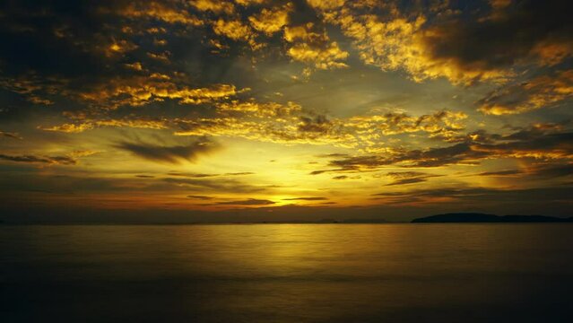 Beautiful landscape with tropical sea sunset on the beach, timelapse 4k