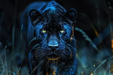 Tuinposter beautiful wildlife magazine cover photo, black panther, dynamic composition and dramatic lighting, © TIYASHA