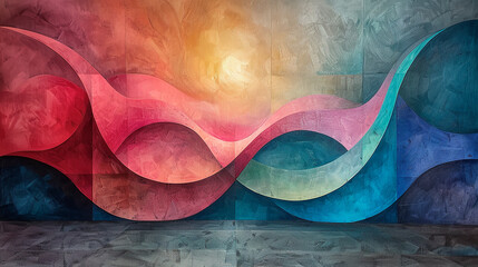 Abstract watercolor background with wavy. - obrazy, fototapety, plakaty