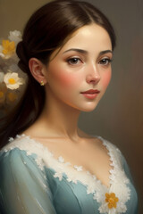 Naklejka premium Oil painting portrait of luxurious and beautiful woman, abstract and artistic