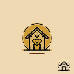 Creative design logo ideas dogs with house become a brand symbol for your business, the concept of dog house or home icons