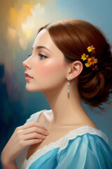 Artistic oil painting of a beautiful woman