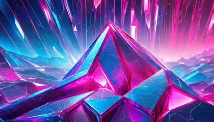 Create a futuristic crystalline background using neon pinks and electric blues