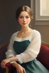 Obraz premium Oil painting of a beautiful noble and luxurious woman
