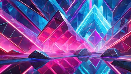 Create a futuristic crystalline background using neon pinks and electric blues