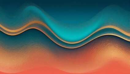 Glowing Color Wave Texture, Grainy Gradient Background in Shades of Teal, Coral, and Gold.