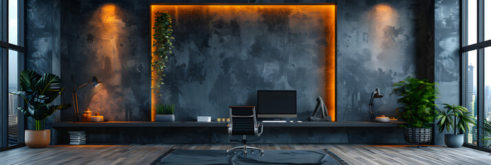 Black Office Interior Design with Vast Empty Spaces - Trendy and Versatile Background