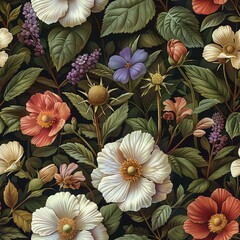 Seamless Botanical Pattern with Natural Beauty and Sophistication