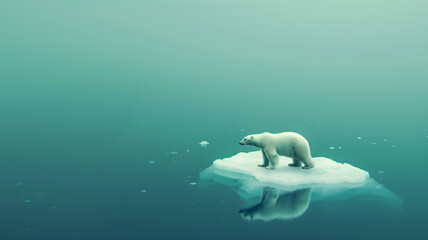 Naklejka premium Polar bear on ice in the Arctic region