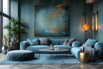 Grey Living Room Canvas With Empty Space For Artistic Creation