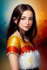 Naklejka premium Oil painting of a beautiful woman