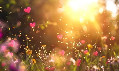Fotobehang beautiful nature with hearts and sunlight © Jenny Sturm
