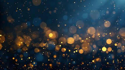 abstract background with Dark blue and gold bokeh festive concep - obrazy, fototapety, plakaty