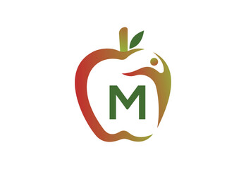 Apple Human with latter M logo template