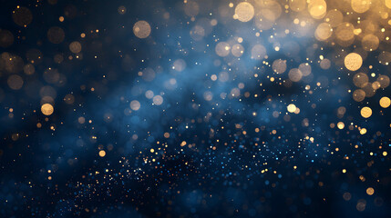 abstract background with Dark blue and gold bokeh festive concep - obrazy, fototapety, plakaty