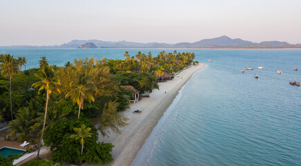 Aerial view of koh Mook or koh Muk island at Trang, Thailand. It is a small idyllic island in the Andaman Sea