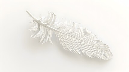 Delicate and Detailed 3D Feather Icon Symbolizing Lightness and Freedom on White Background