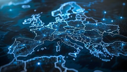Digital Pulse of Western Europe: A Cyber-Connected Landscape. Concept Cybersecurity, Technology Trends, Data Privacy, Internet Infrastructure, Digital Innovation