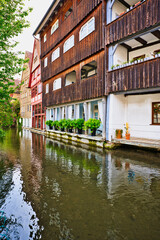 Obraz premium houses on the canal in Ulm's fish quarter (Germany)