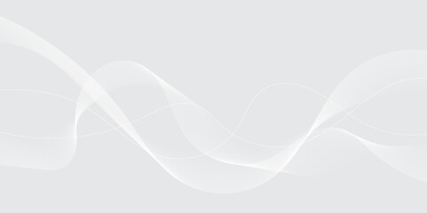 Gray and white abstract background with flowing particles. Digital future technology concept. Abstract white paper wave background and abstract gradient and white wave curve lines.