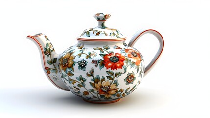 Classic Porcelain Teapot with Ornate Floral Patterns Representing Traditional Tea Culture