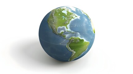 Fototapeta premium 3D Globe Icon Showcasing Continents with Environmental Focus on Global Ecology and Geography